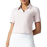 Colorfulkoala Sorona Women's Short Sleeve Golf Polo Shirts Collared V Neck Quick Dry Tennis Workout Tops Moisture Wicking
