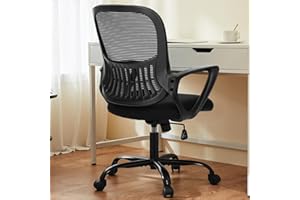 Sweetcrispy Ergonomic Mid-Back Mesh Home Office Desk Chair with Wheels, Lumbar Support, and Comfortable Armrests for Home, Bedroom, Study, Office