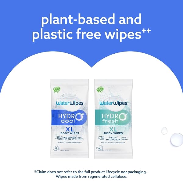 WATERWIPES HYDROCOOL COOLING WIPES, XL BODY CLEANING WIPE, STAY FRESH & COOL ON-THE-GO INSTANT SKIN COOLING, ODOR & SWEAT REMOVAL, IDEAL FOR GYM, TRAVEL & OUTDOOR USE, 108 COUNT (6 PACK)