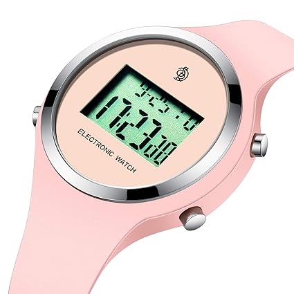 SENORS Kinder Mädchen Uhr Digital LED Analoge Quarzuhr mit Silikon Wasserdicht Wecker Armband 8813