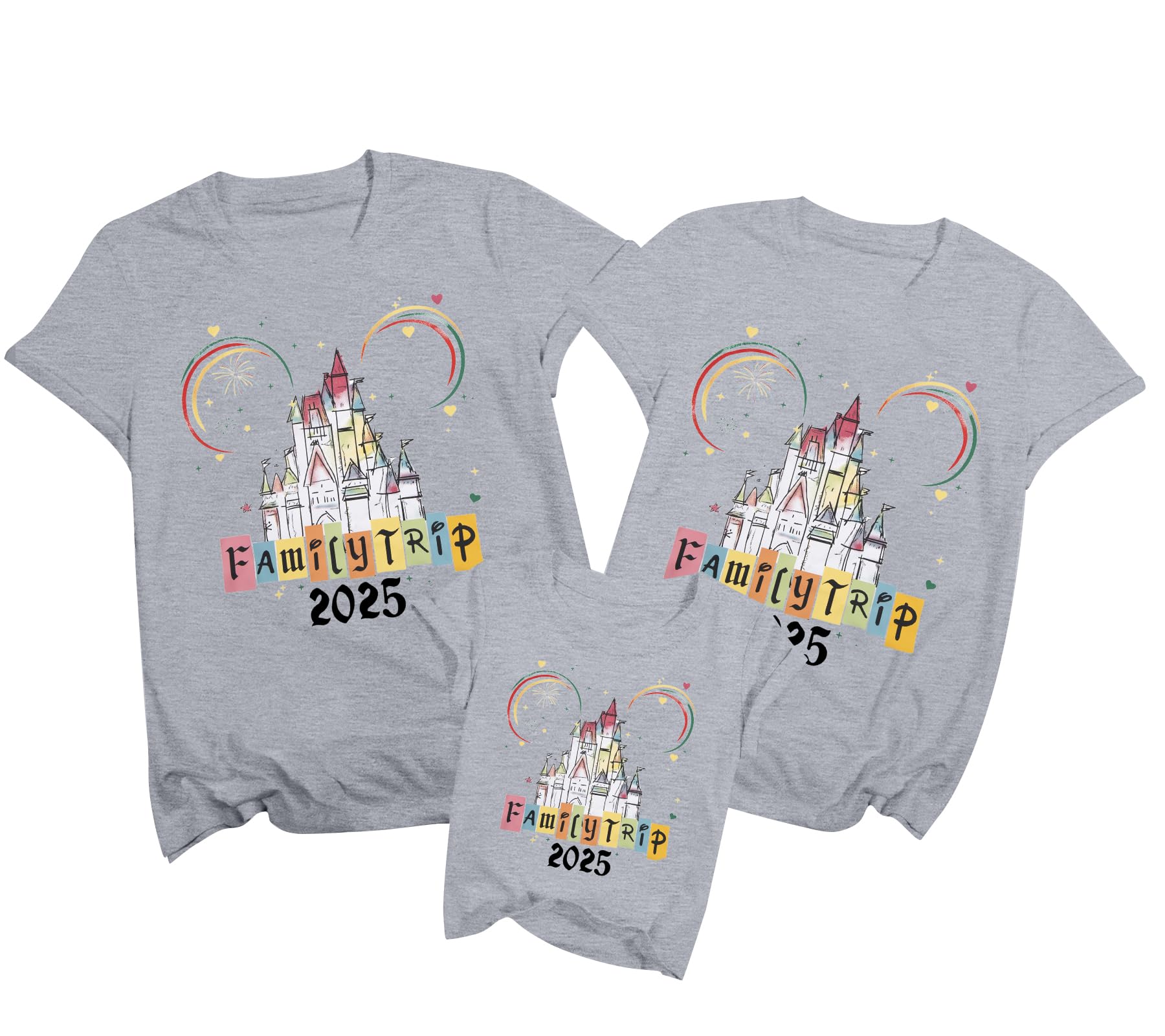 Photo 1 of ++1 PCS+++Magical Family Shirts Matching 2025 Vacation Family Matching Outfits Mom and Mini Cute Summer Trip Clothes Grey M
