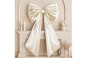 Froova Giant Bow Decoration Big Cream White Large Coquette Bow for Backdrop Birthday Party Room Wall Wedding Bride Decor, Ribbon Tie Hanging Gift Coquette Wall Decor (Satin, Internal Stability Layer)