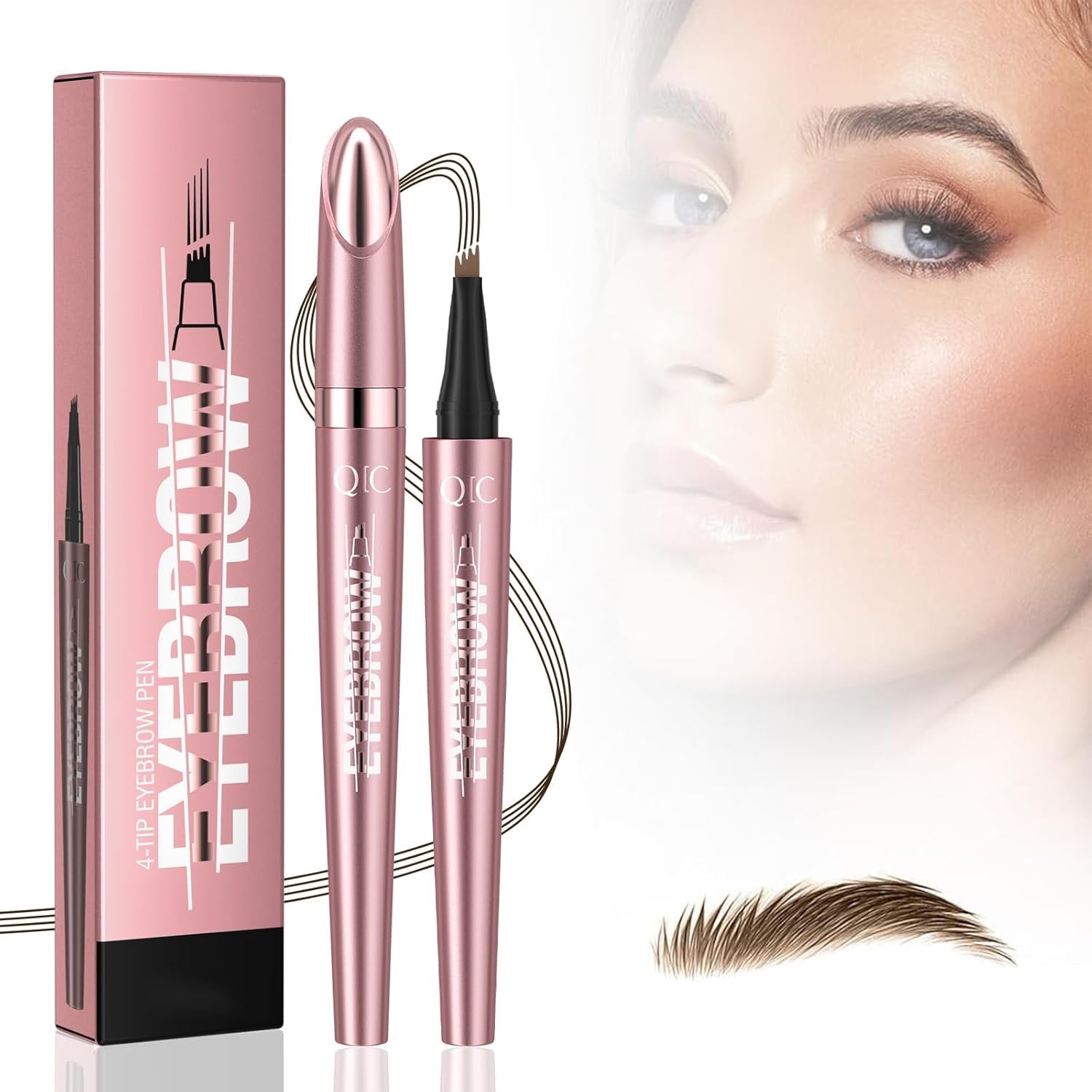 Eyebrow Pencil, Liquid Eyebrow Pen, Waterproof Brow Pen with Micro-Fork Tip, Smudgeproof Long Lasting Fine Sketch Pen (01# Light Coffee)