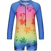 Girls One Piece Rash Guard Swimsuits for Girl Long Sleeve Bathing Suits with UPF 50+ Sun Proctection Sunsuits 3-16 Years