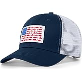 Naicissism American Fish Flag Trucker Hat, Fishing Gifts for Men, Snapback Fishing Hat Perfect for Fishing and Daily Use