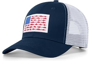 Naicissism American Fish Flag Trucker Hat, Fishing Gifts for Men, Snapback Fishing Hat Perfect for Fishing and Daily Use