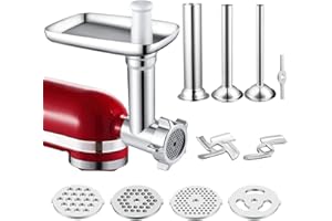 iVict Food Meat Grinder Attachment Compatible for KitchenAid Stand Mixers and Cuisinart Stand Mixers SM-50 series Included Sa
