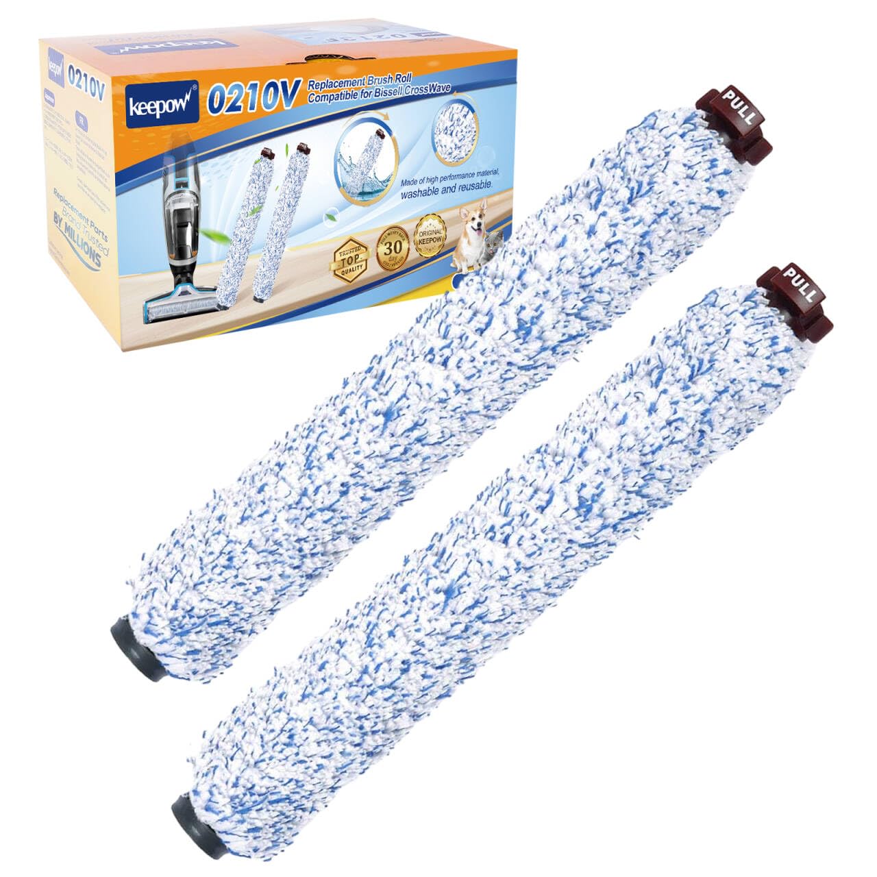 Photo 1 of KEEPOW Hardwood Floor Brush Roll Replacement Compatible with Bissell Crosswave 1926,Also for Bissell Crosswave Pet Pro 1785, 2306a Cordless Wet Dry Vac,Part # 1608022 & 160-8022, 2-Pack