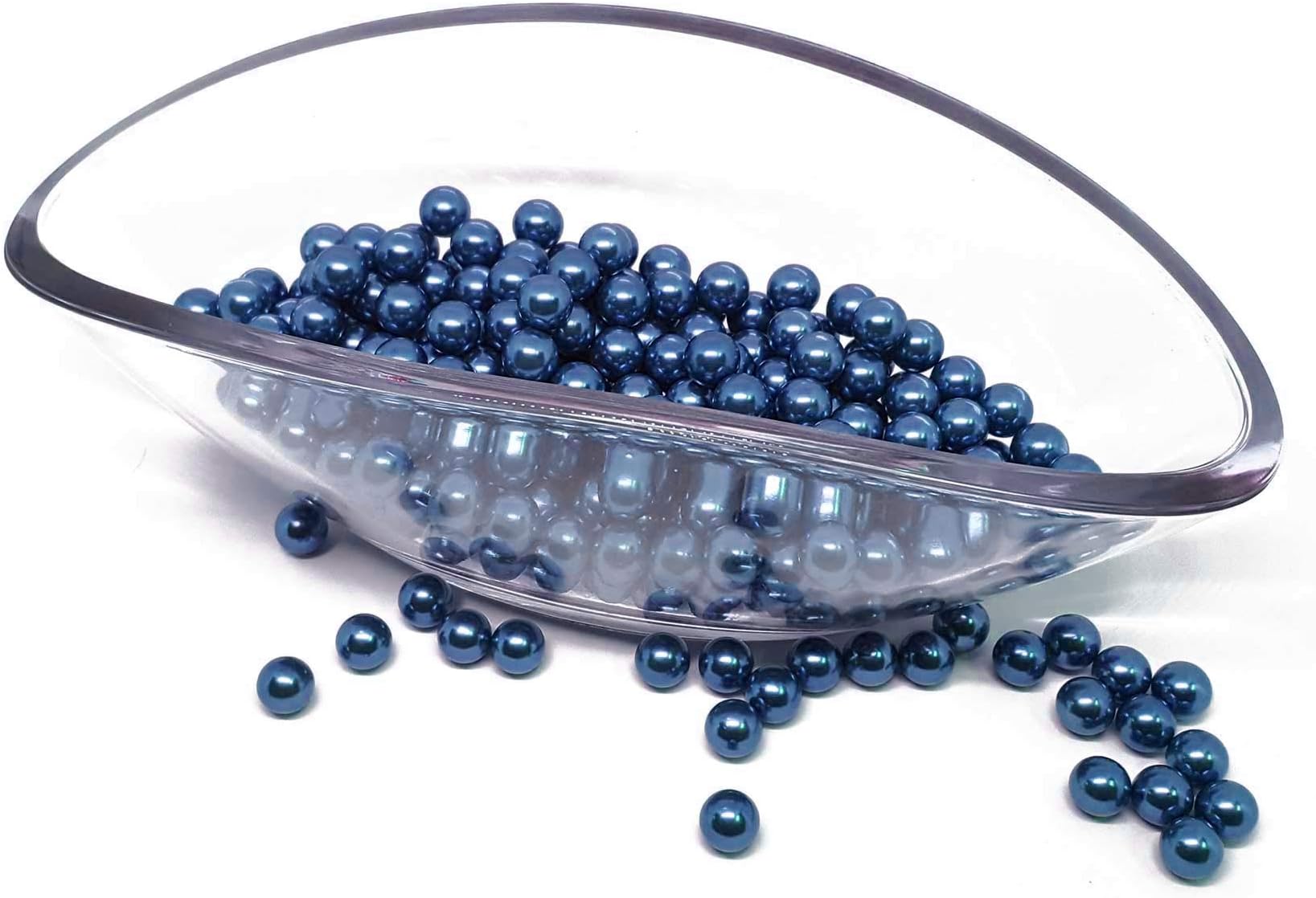 FlexiStore 100 x No-Hole Pearls 12mm - Deco wedding - shiny wax beads - Set - 12mm - Blue