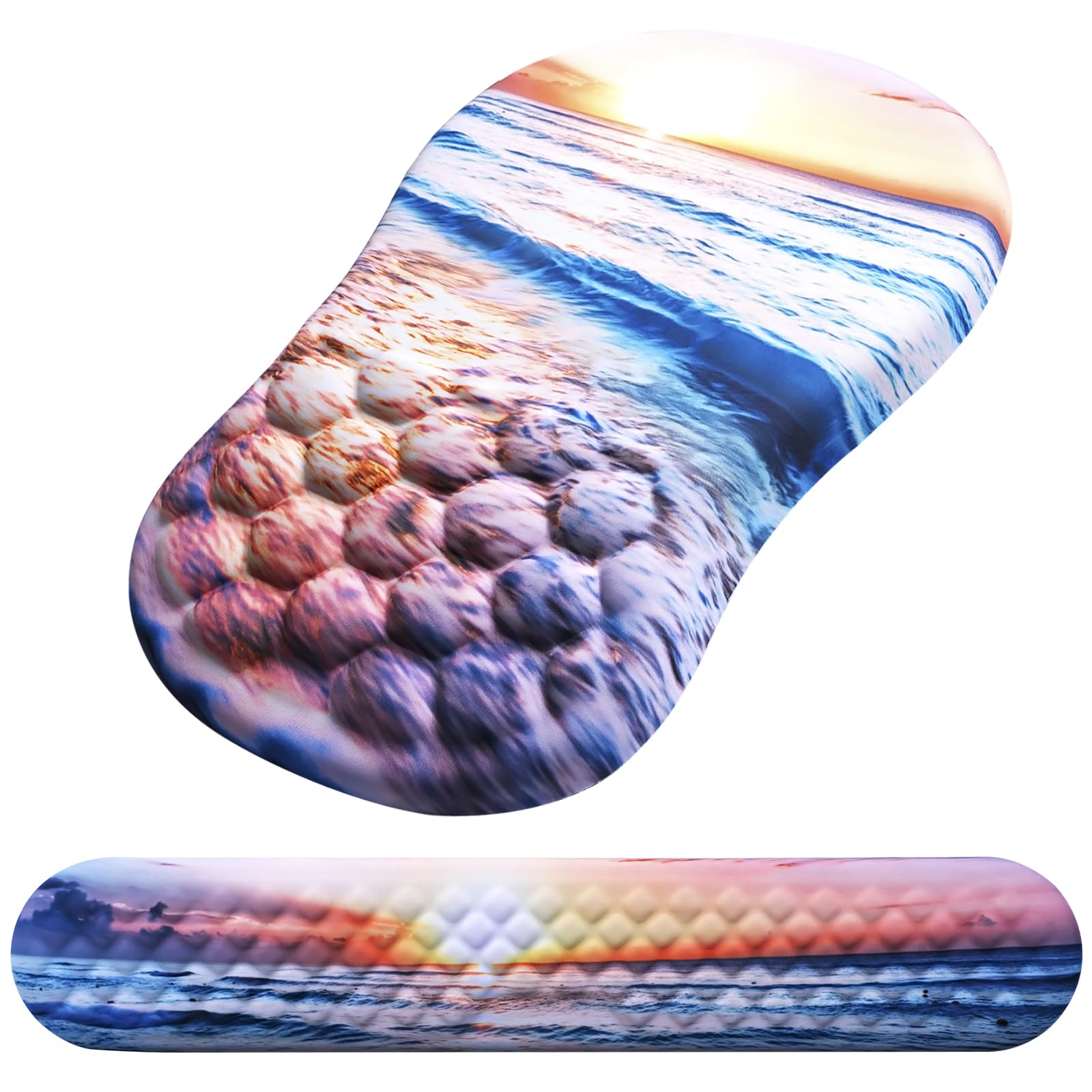Photo 1 of Mouse Pad Wrist Support, Laokiiy 2 in1 Keyboard Wrist Rest+ Ergonomic Mouse Pad, Non-Slip Wrist Rest for Computer Keyboard, Made Easy Typing & Relieve Wrist Pain(Sunrise Beach)