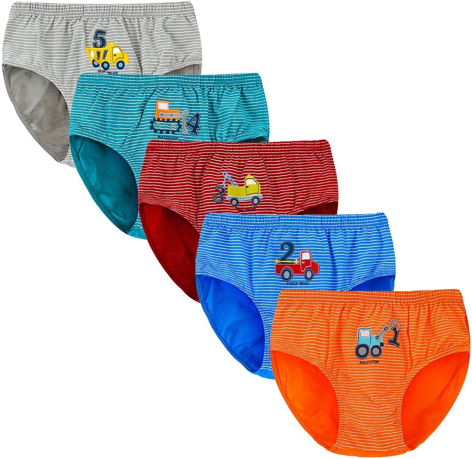 FunkyDog Cotton Underwear Toddler Underwear,Cars Pattern Men Underwear Boxer Briefs(Pack of 5)