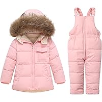 2PCS Unisex Baby Kids Toddler Ski Suit Winter Warm Hooded
