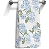 WOOGCHEIR Hydrangea Floral Kitchen Towels，Watercolor Hydrangea Dish Tea Towels for Kitchen，Floral Hand Towels for Bathroom， 16x24 Inch