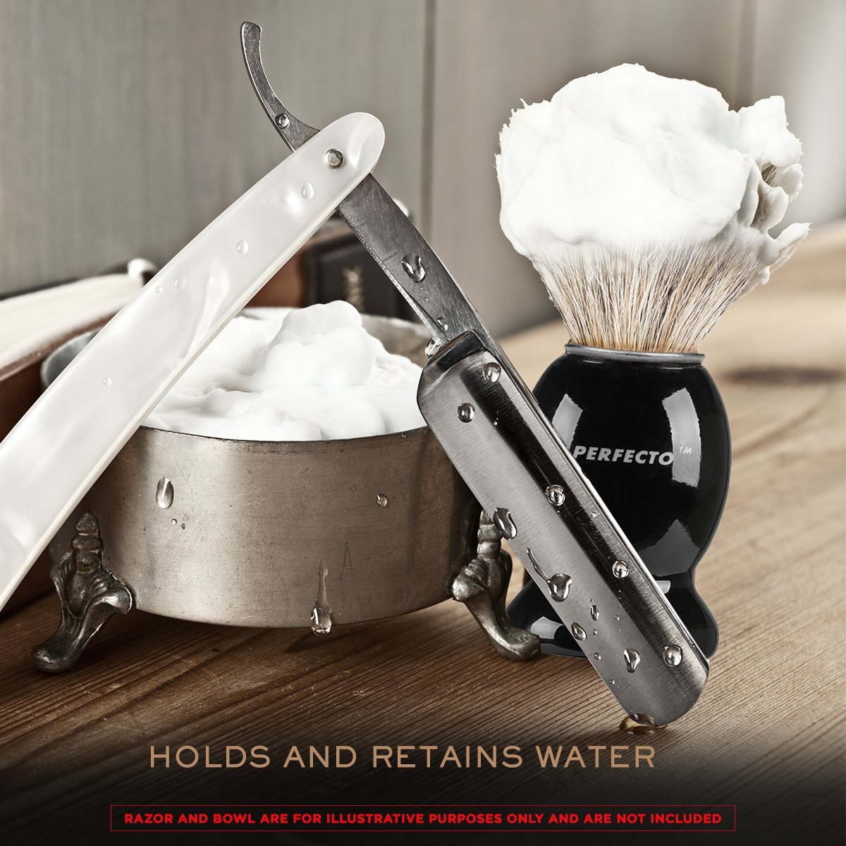 Perfecto 100 Pure Badger Shaving BrushBlack Handle Engineered for