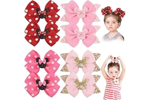 Hulyfw 8Pcs Glitter Mouse Ears Bow Clips,Sparkly Cute Polka Dot Mice Ears Bow Alligator Barrettes Hair Accessories for many o