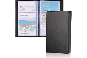 300 Business Card Holder, Leather Waterproof Credit Card Holder Portable Name Card Holders Black Organizer Business Card Hold