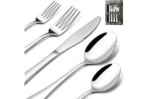 DEEDRO 40-Piece Silverware Set Service for 8, Stainless Steel Flatware Cutlery Set, Kitchen Tableware Set, Utensil Set for Home and Restaurant, Knives Forks Spoons Set, Mirror Polished, Dishwasher Safe
