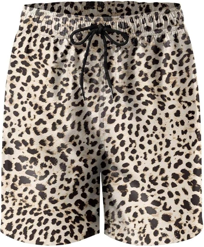 mens cheetah print swim trunks