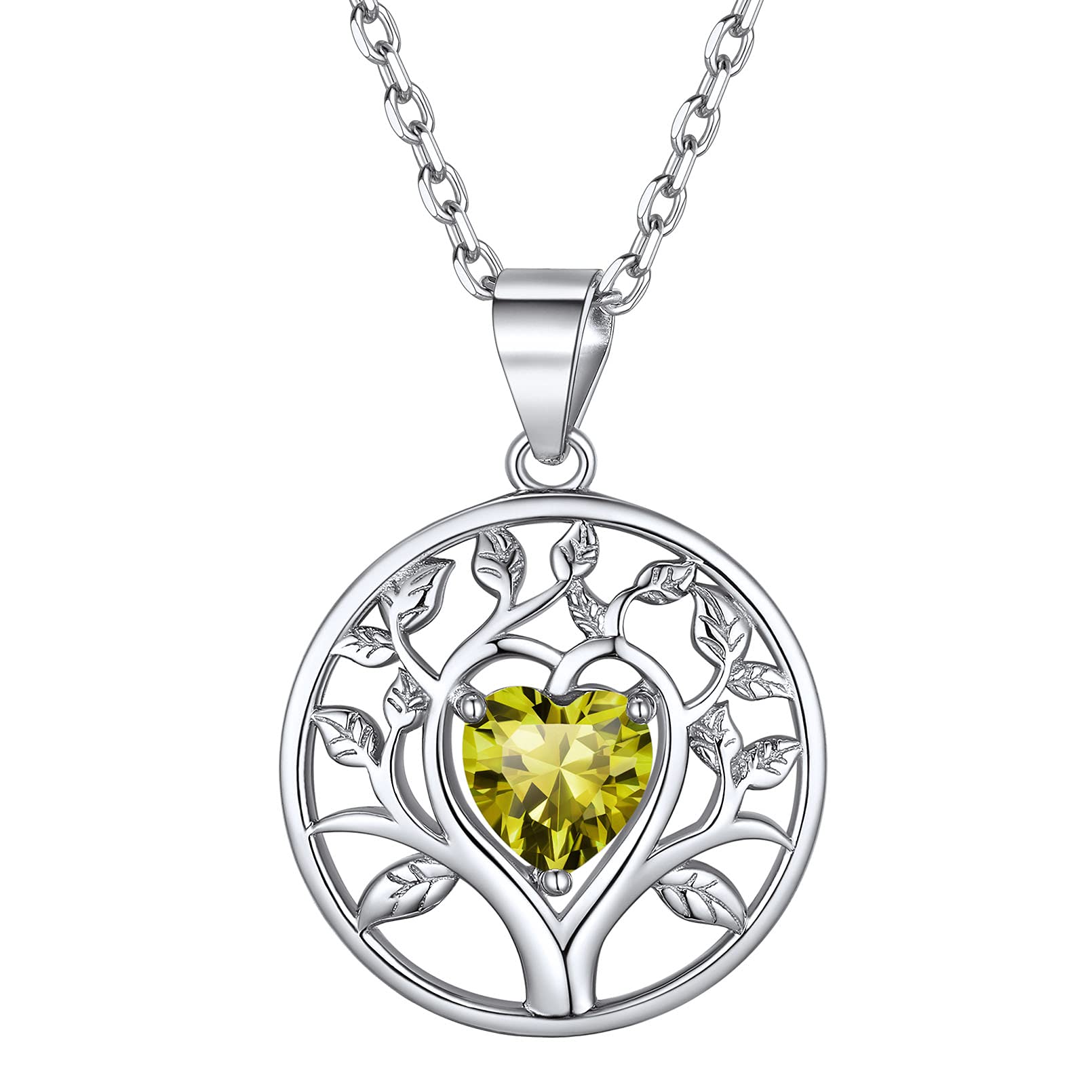 ChicSilver Tree of Life Pendant August Birthstone Necklace 925 Sterling Silver Anniversary Wedding Jewelry for Women