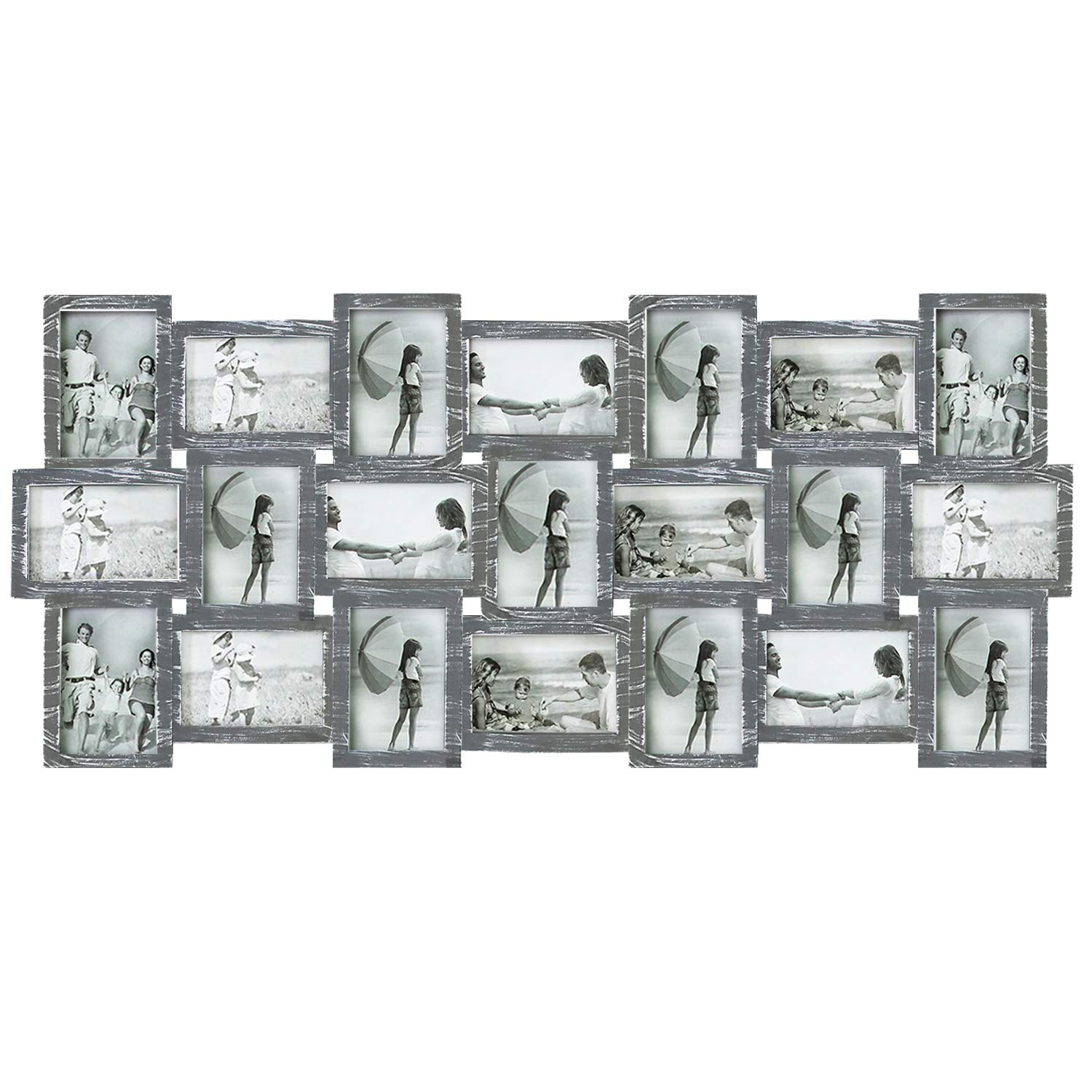 HELLO LAURA Large Collage Picture Frames 21 Opening Photo Collage Frame for Wall 4x6 Picture Frame Collage Multiple Photos Elegant Family Picture Frames Collage Wall Decor - Grey
