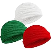 SATINIOR 4 Pieces Trawler Beanie Watch Hat Roll up Edge Skullcap Fisherman Beanie Unisex