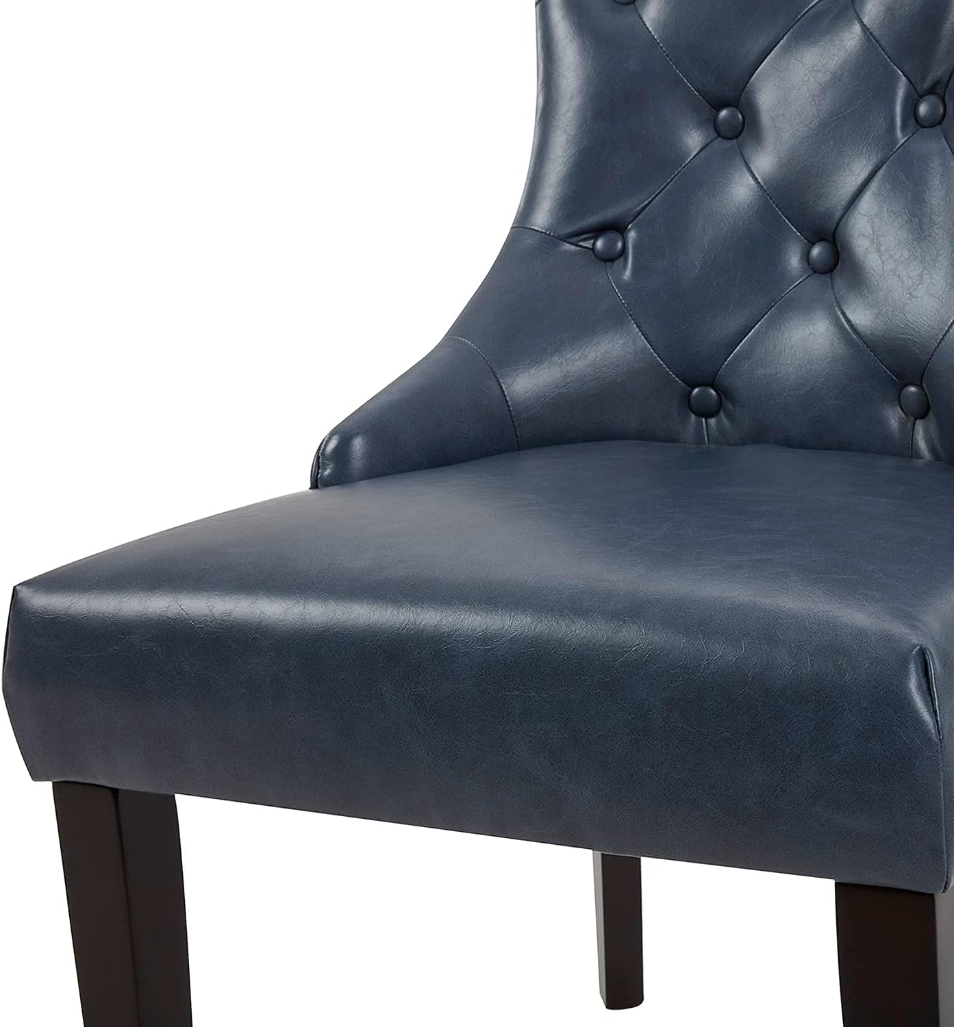 CHITA Dining Room Chairs, Leather Upholstered Tufted Kitchen Mid-Century Modern Padded Natural Chair-Dark Blue - Chairs