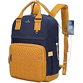 Angel Kiss Backpack Purse for Women, Large Travel Backpack with USB Port, Anti-Theft Design, Water-Resistant Daypack for Casual and Business for Work Blue-Yellow