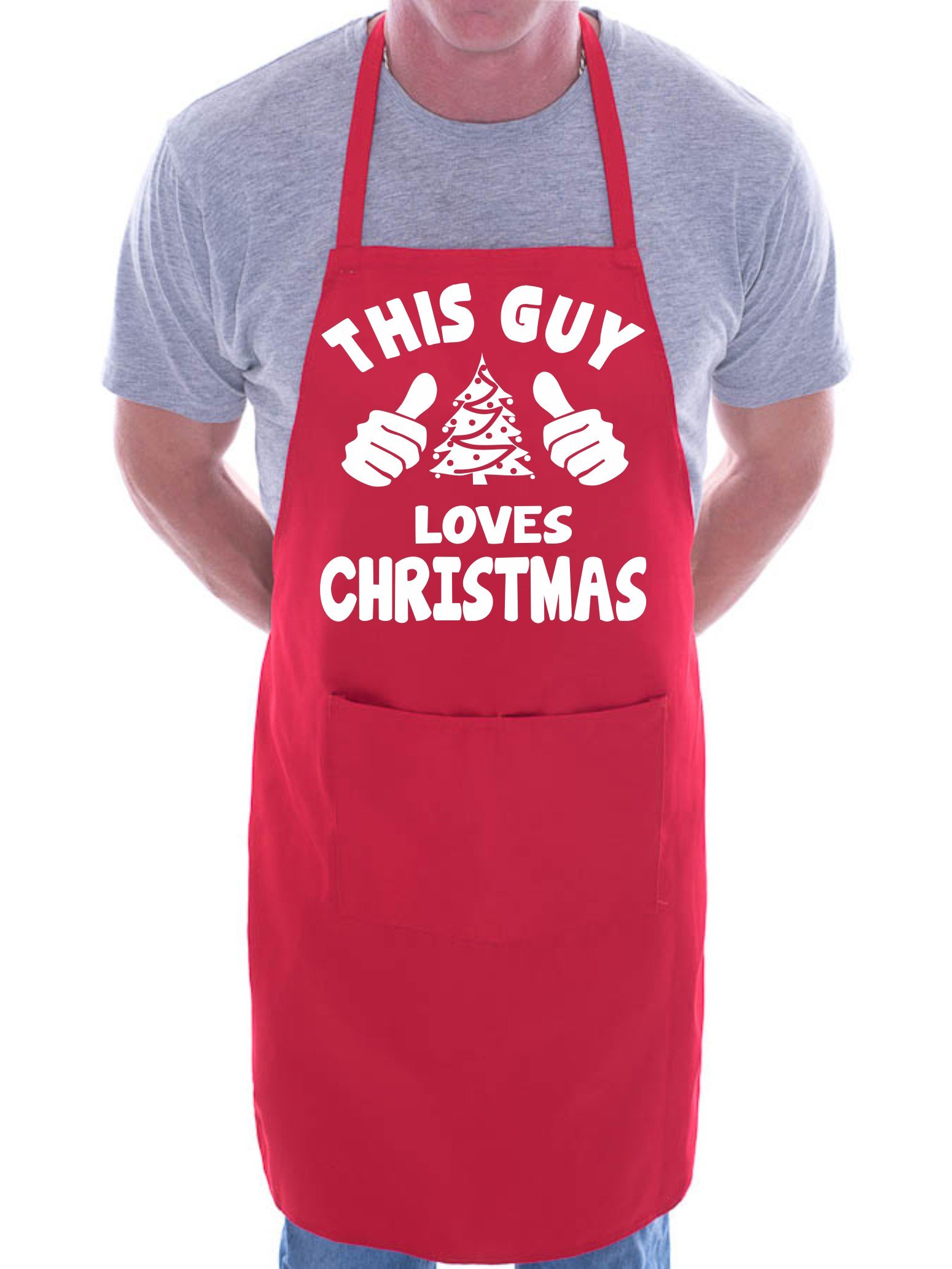 Print4U This Guy Loves Christmas Santa BBQ Cooking Funny Novelty Apron Red