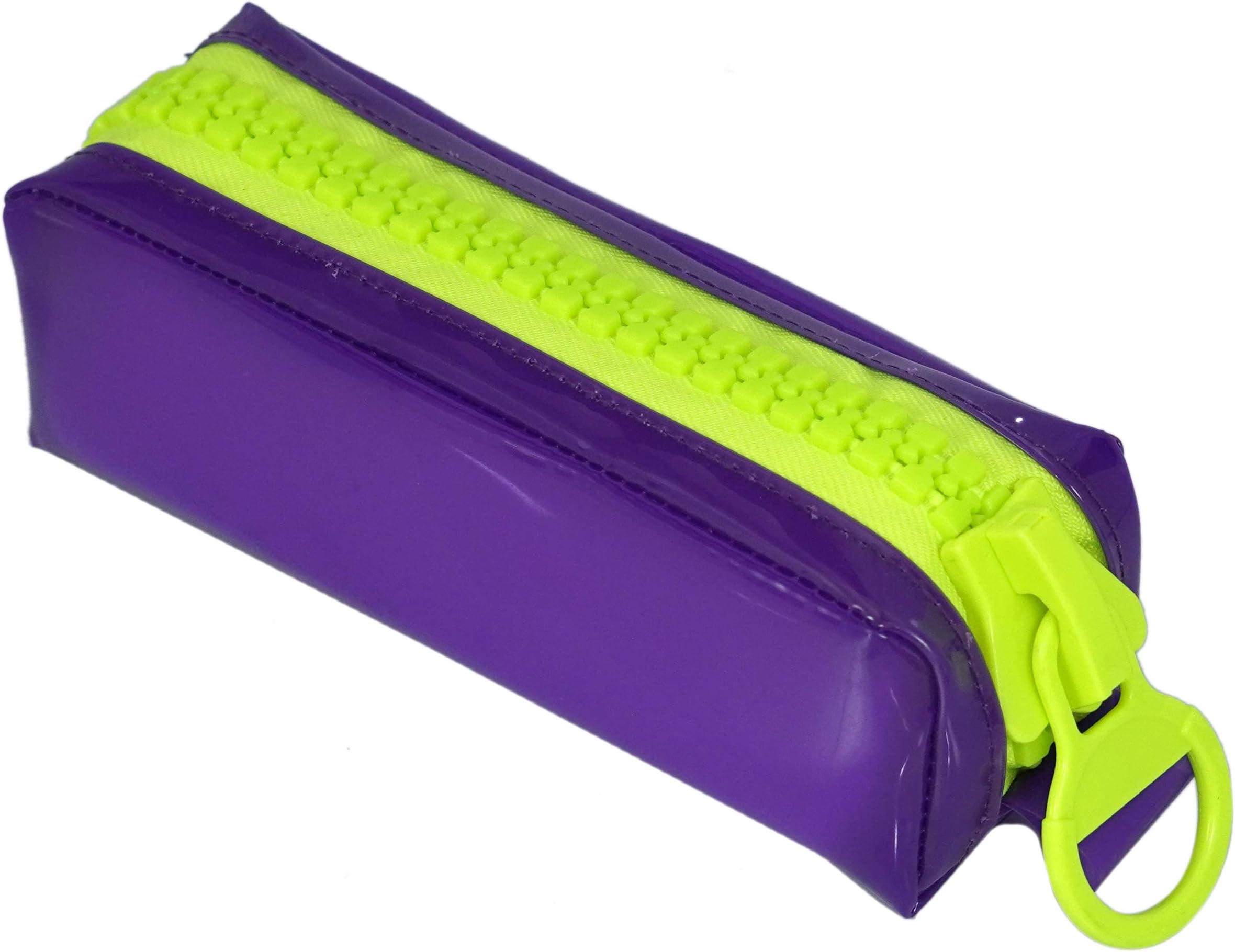 KARP PVC Multipurpose Transparent Pouch with Large Zipper (Purple with Green Chain)