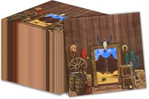 HEGBOLKE 100Pcs Wild West Party Napkins - 13 x 13inch Paper Napkins for Western Birthday Party Decorations