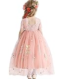 DeeFant Flower Girl Lace Back V-Neck Dress