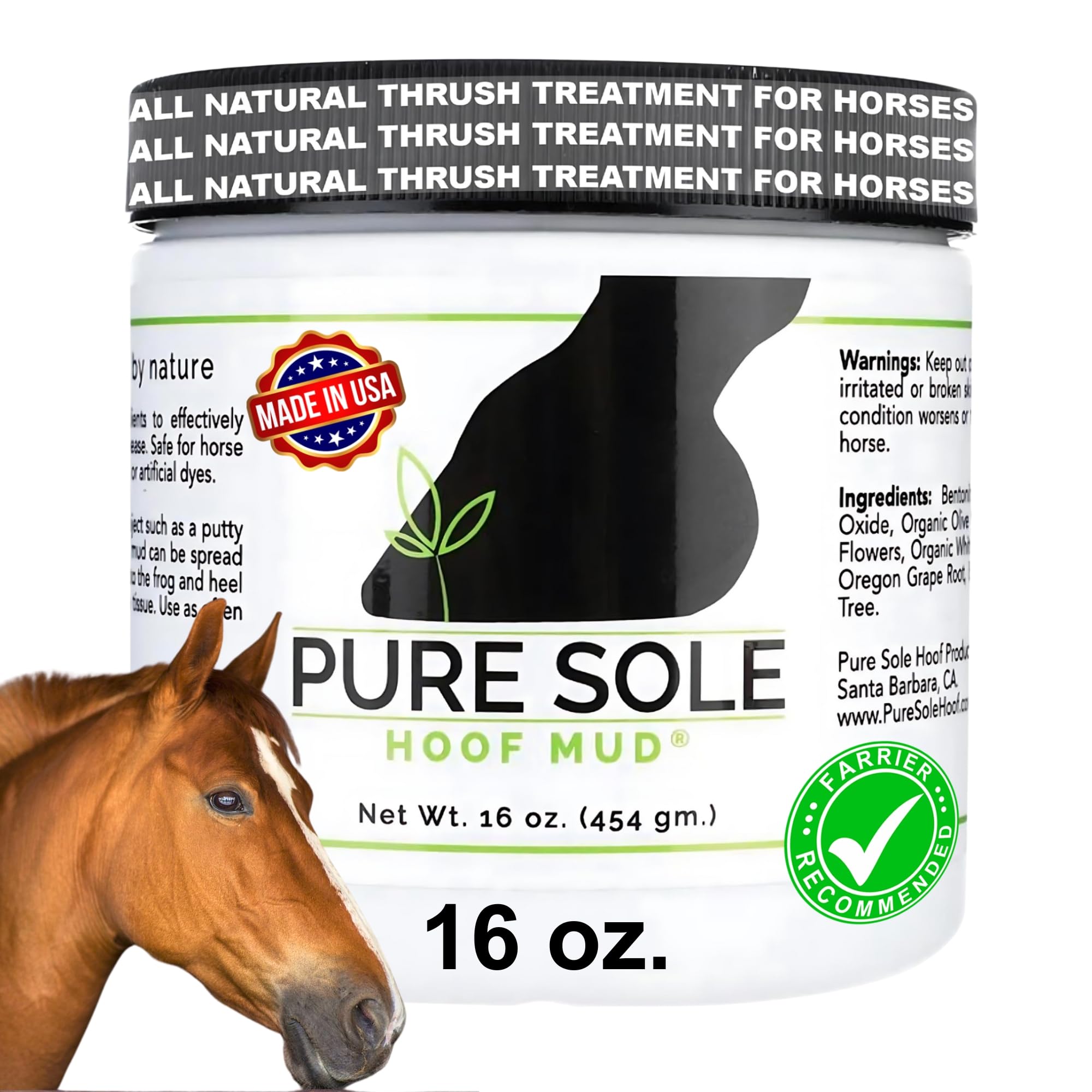 Photo 1 of Pure Sole Hoof Clay Thrush Treatment for Horses Hoof Mud for White Line, Cracks, Thrush, and Hoof Packing | All Natural Horse Hoof Care to Promote Healthy Hooves | Farrier Recommended, 16 oz.