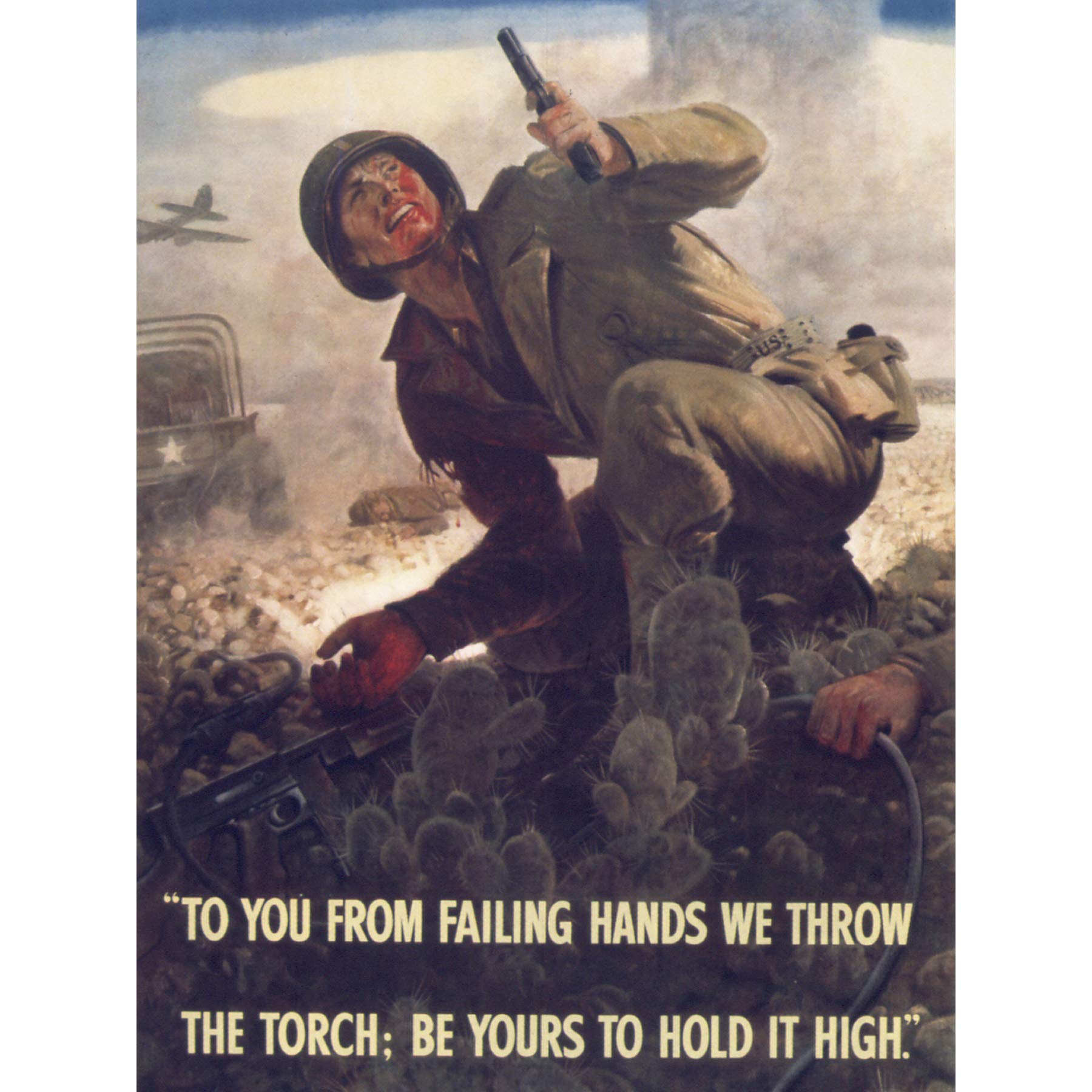 Clymer War WWII USA Soldier Flanders Fields Poem Advert Premium Wall Art Canvas Print 18X24 Inch