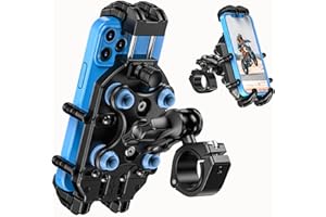 LOKTENWO Motorcycle Phone Mount with Vibration Dampener & Secure Lock，[Size Adjustable] Bike Cellphone Holder for ATV Scooter for 5.4-7.2" Smartphones