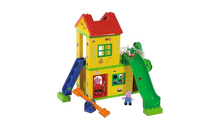 PlayBIG Bloxx - Peppa Wutz - Spielplatz - Spielset mit Peppa Pig Spielfiguren, kompatibel mit bekannten Bausteinen