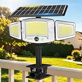 VENSSTNOR Clip On Solar Lights Outdoor, Dual Motion Sensor, Visual Display, 3 Charging Methods, 3000LM, 360&deg; Illumination, IP65 Waterproof Dusk-to-Dawn Solar Flood Lights for Fence Gutter Camper