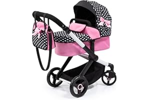Bayer Design XEO 17060AA Doll's Pram Bag, Height-Adjustable Handle, Swivel Slider, Convertible as Doll Jogger, Movable Front 