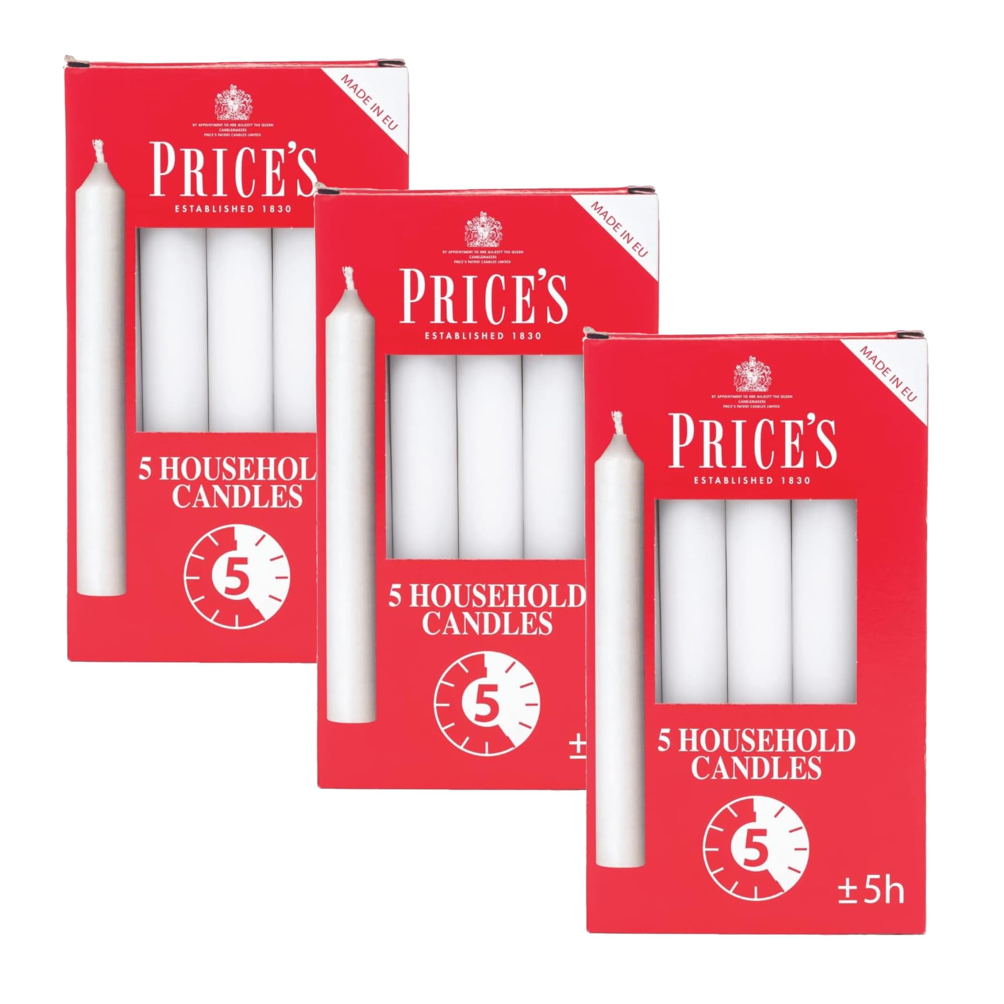 Prices Household Candles – Unscented White Pillar Candles Set – 5 Hour Burn Time – Long Burning Large Dinner Candles – Ideal for Emergencies, Home & Events – 3x5 Pack (15 Total) + Cheeroo Magnet
