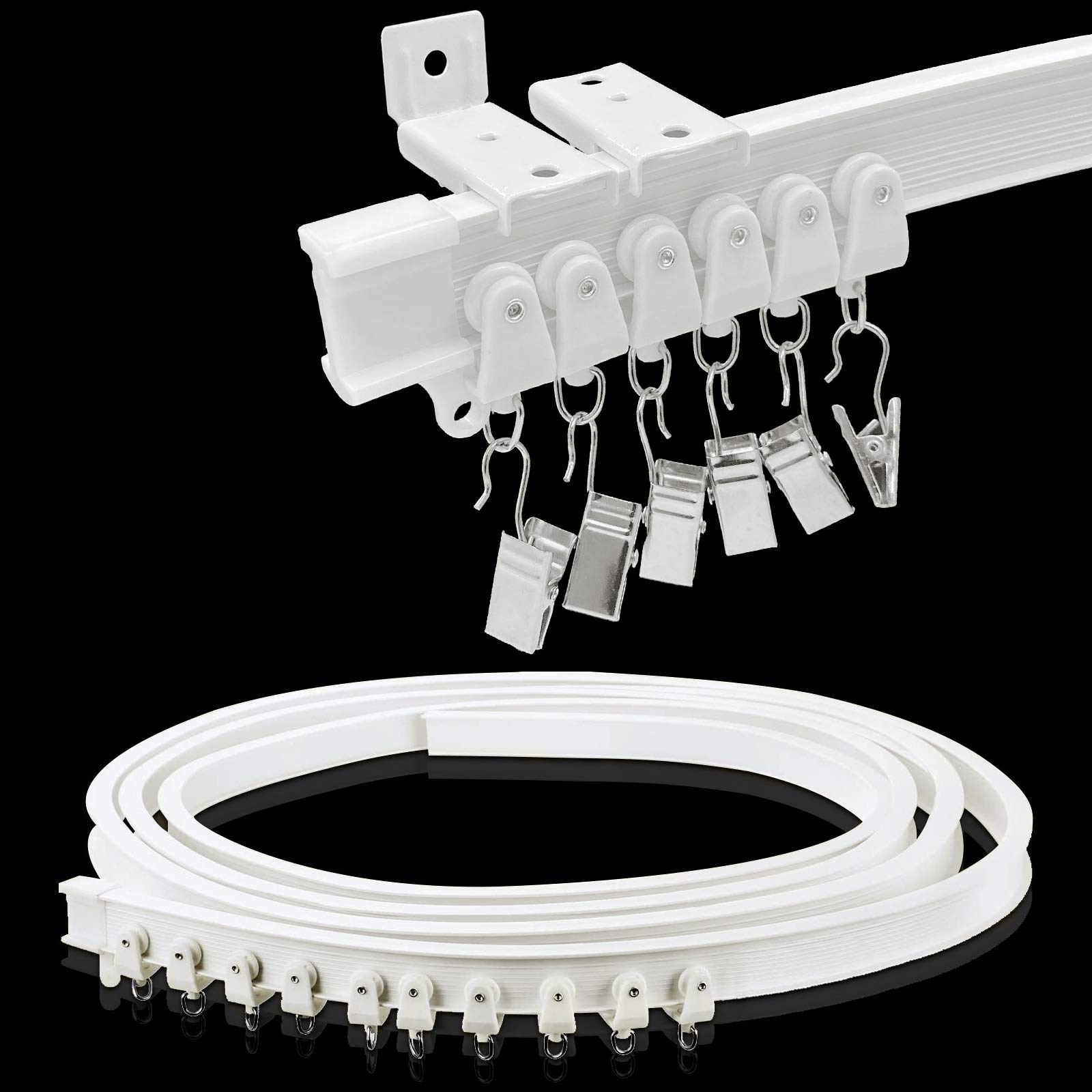 Ceiling Curtain Track, Flexible Bendable Drop Sliding Ceiling Curtain Track Room Divider Curved Ceiling Track System With Clips 9.81Ft Alloy Plastic Curtain Track Ceiling Wall Mount For Bay Window,3m