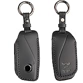 for BMW Key Fob Cover Case Leather 3 Buttons with Keychain Key Shell Holder Protector Compatible with BMW X1 X7 XM X4M X5 X6 IX I4 I7 2 3 5 7 Series 2024 2023 2022 (Style-A-Black)