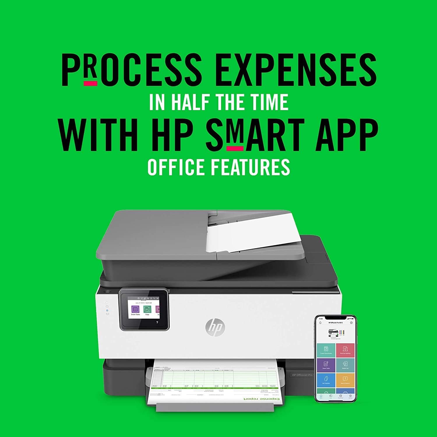 HP OfficeJet Pro 9015 All-in-One Wireless Printer, with Smart Home Office Productivity, HP Instant Ink, Works with Alexa (1KR42A): Electronics