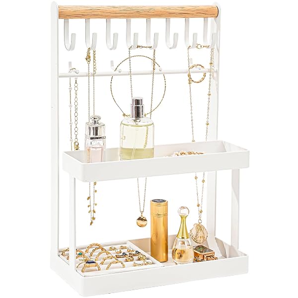 LOLALET 4-TIER JEWELRY ORGANIZER STAND WITH 12 HOOKS,...