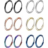 Osayia 316L Surgical Stainless Steel Small Hoop Earrings 8mm 10mm 12mm Hypoallergenic Huggie Thin Hoop Earrings Helix Lobes Hinged Sleeper Earrings Men Women for Cartilage Piercings