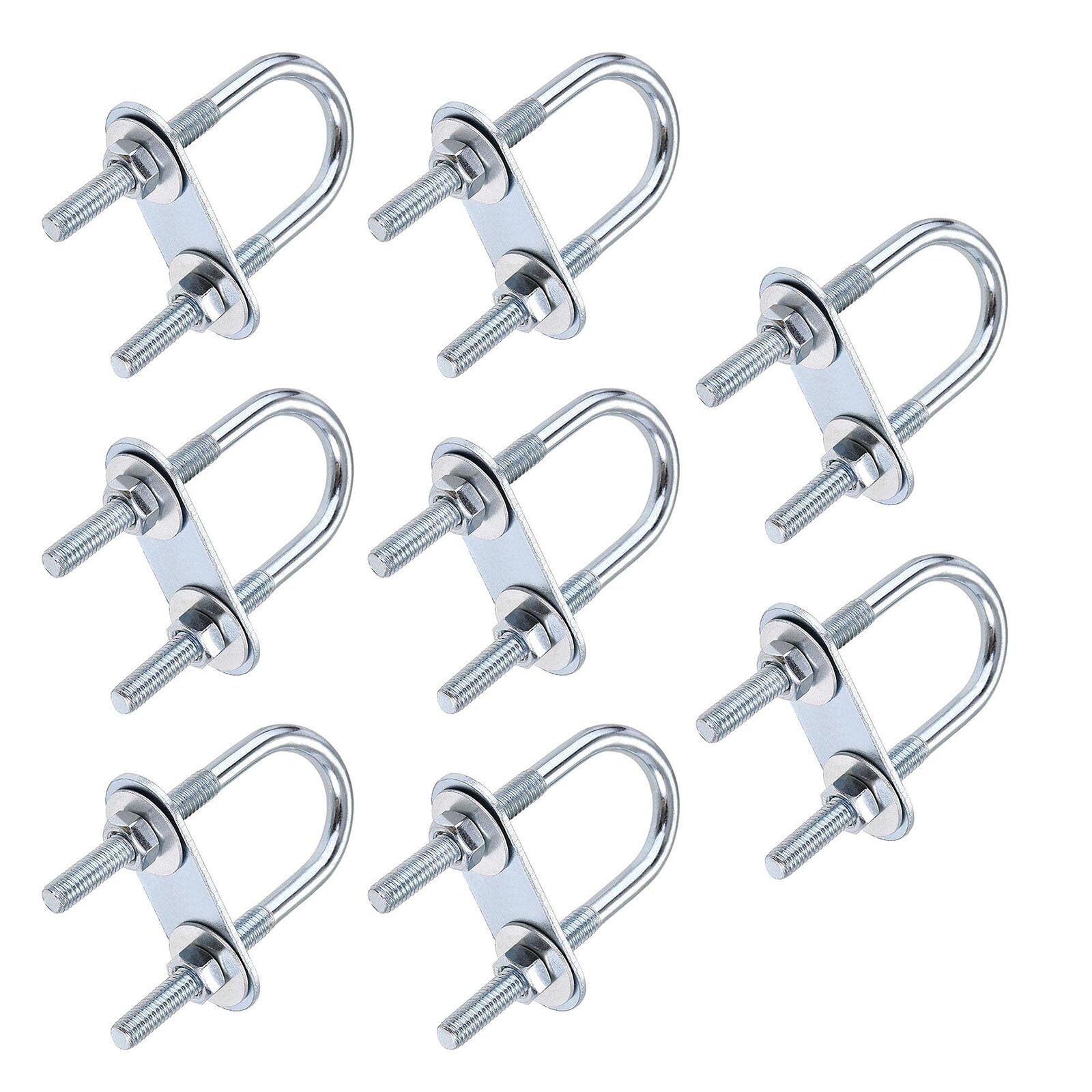 TOP-VIGOR 8 sets M6 Round U-Bolts, 22mm Inner Width 70mm Length Steel U-Bolts with Nut, Plate, Washer for Building Installations Mechanical Parts Connection Cehicles Ships