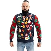 Men`s Ugly Christmas Sweater Cardigan Unisex Women Funny Novelty Xmas Pullover for Party 22003 XL