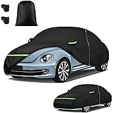 Car Cover for Volkswagen Beetle/New Beetle 1998-2019, Custom Fit Waterproof All-Weather Full Car Cover, Windproof Outdoor Full Cover with Driver-Side Zippered Door, UV-Resistant and Dustproof