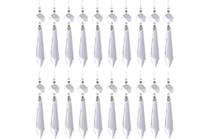20 Pieces Clear Chandelier Crystals, 63mm Replacement Crystal Icicle Prisms Pendants Glass Crystal Beads
