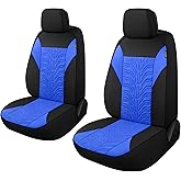 CAROMOP Car Seat Covers Front Set, Washable and Breathable Premium Cloth Seat Covers for Cars, Universal Fit for Most Car Interior Covers-Sedan Truck SUV(Black/Blue)
