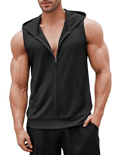 COOFANDY Workout Hooded Tank Tops Men Bodybuilding Muscle T Shirt