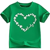 Kids Toddler Boys Girls St. Patrick's Day Shirt Short Sleeve Funny Letters Irish Shamrock Clover Graphic Top